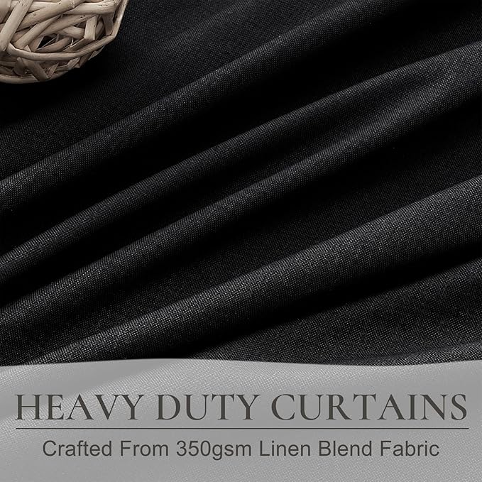 Black Out Curtains 60 Inches Extra Wide Luxury Linen Curtains 96 Inch Length