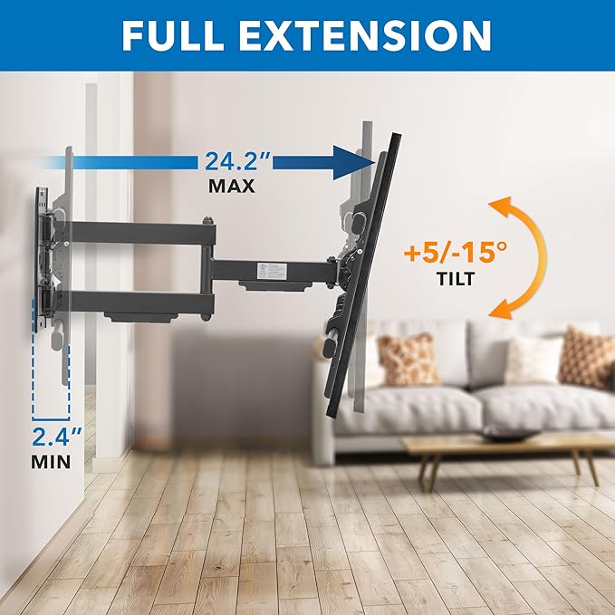 Mount-It! UL Certified Heavy Duty Full Motion TV Wall Mount