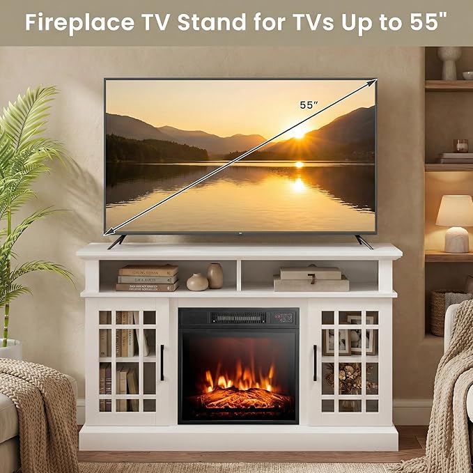 SIMOE Fireplace TV Stand Electric Fireplace 49Inch Console up to 55'' TV