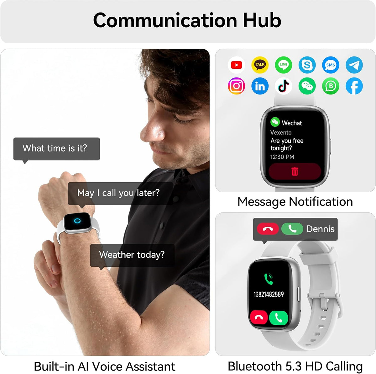 Smart Watch with Alexa Built-in, 1.83" HD Bluetooth Calling Fitness Tracker