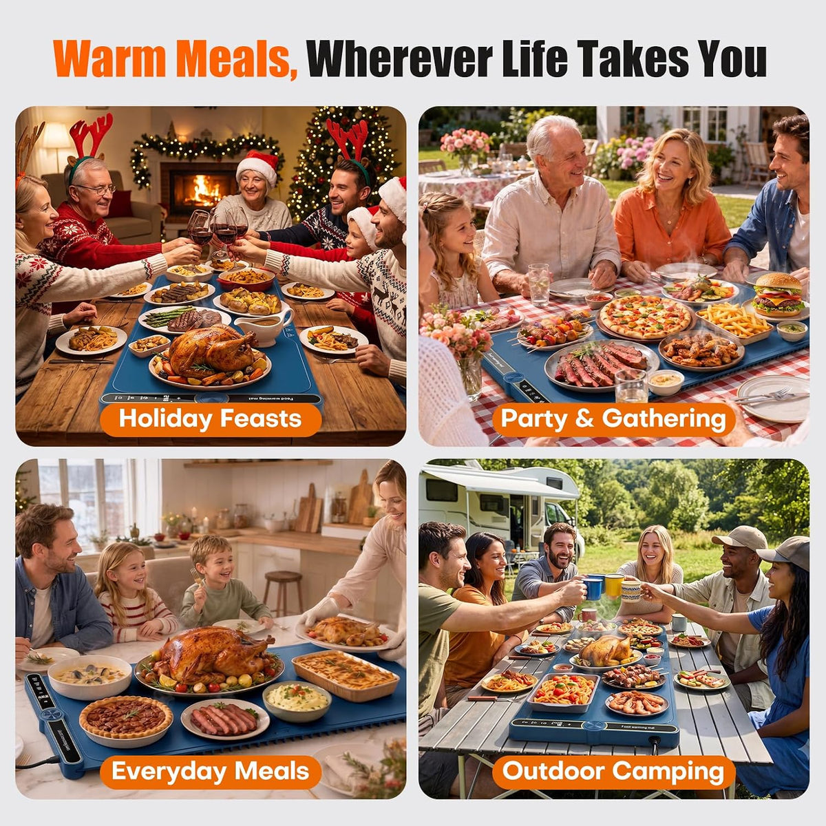 Extra Large Warming Mat for Food, 31.6"x15" Food Warmer for Parties...
