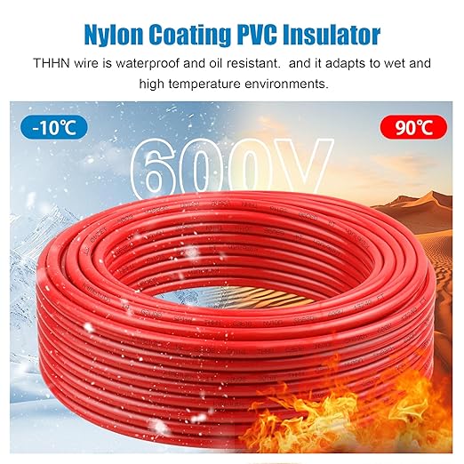 THHN Wire 14 Gauge 200 FT OFC Electrical Wire, 14 AWG Solid Copper Wire Rated