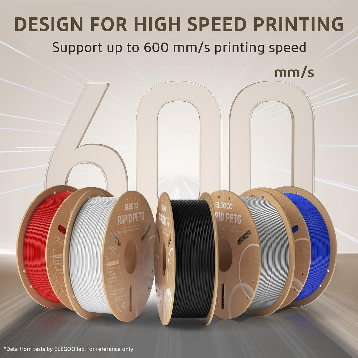 ELEGOO Rapid PETG 3D Filament Bundle 1.75mm Black/White/Blue/Red 4KG