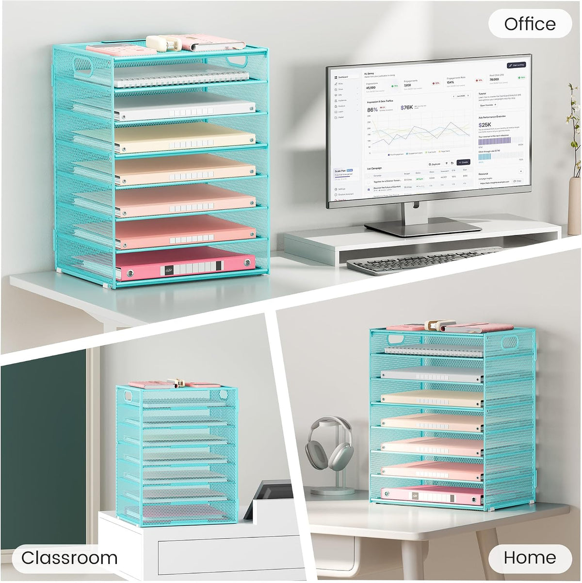 Lavatino 8-Tier Office Desk File Organizer, Letter Tray Paper Organizer with ...
