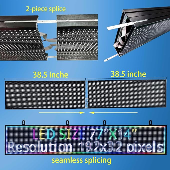 P10 77"X14"Programmable Led Sign Custom Scrolling Outdoor Digital D...