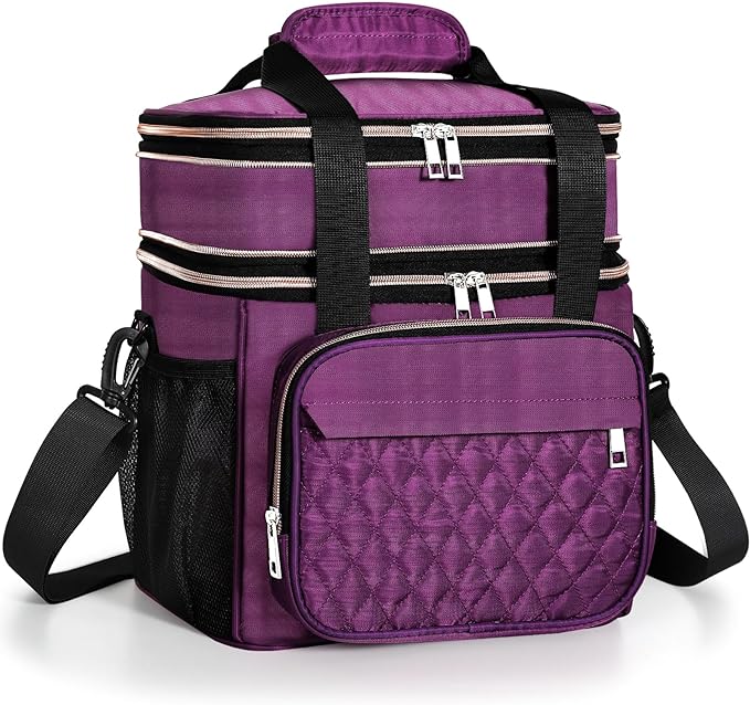 GLENKEY Expandable Insulated Lunch Box, Double Deck Lightweight Large Lunch Bag