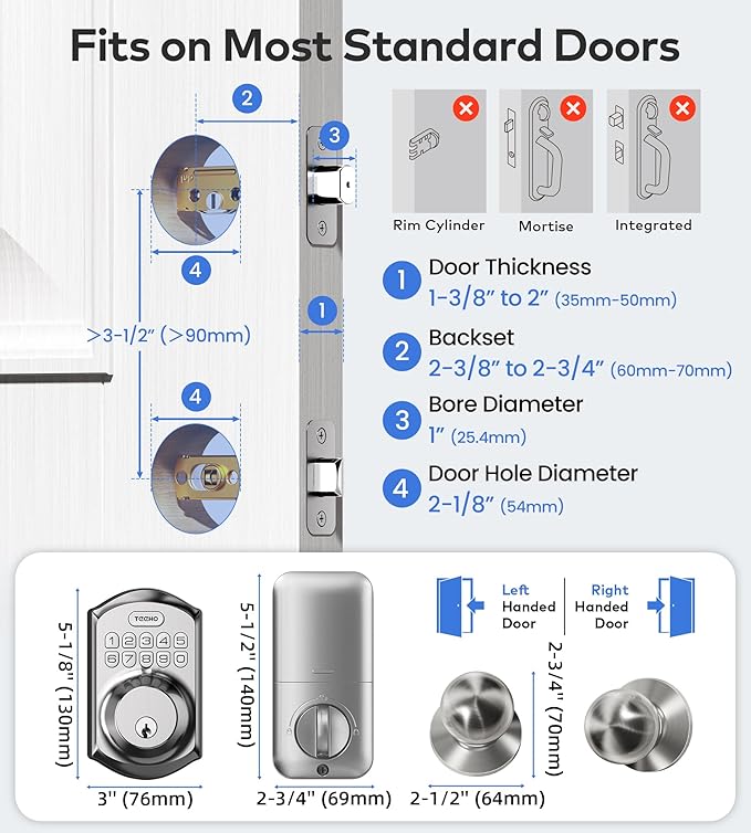 TEEHO TE001K Keyless Entry Door Lock