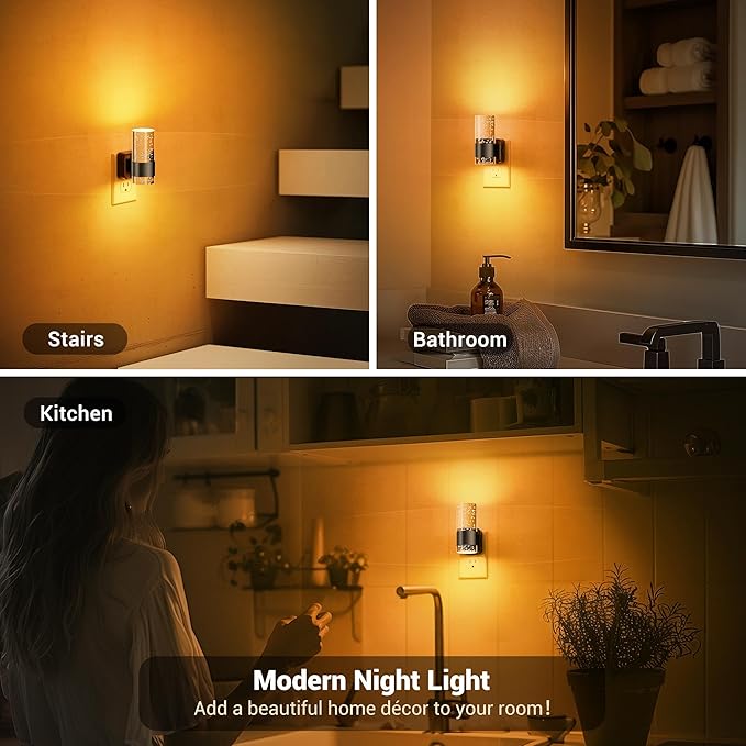 JandCase Night Light, Automatic Night Lights Plug into Wall, 2 Pack Dimmable