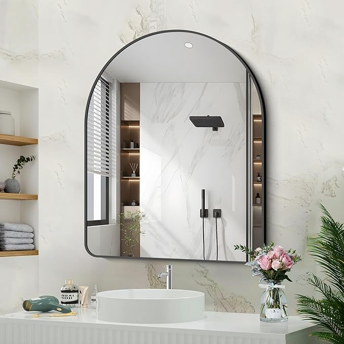 Arched Bathroom Mirror, Wall Mounted Mirror, Living Room, Hanging or Leaning