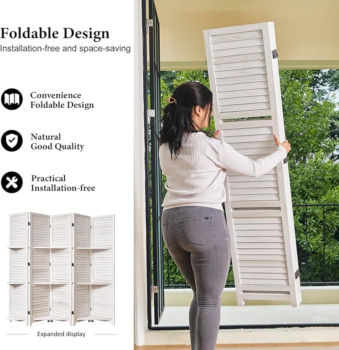 Partition Room Dividers, Folding Wood Privacy Screen