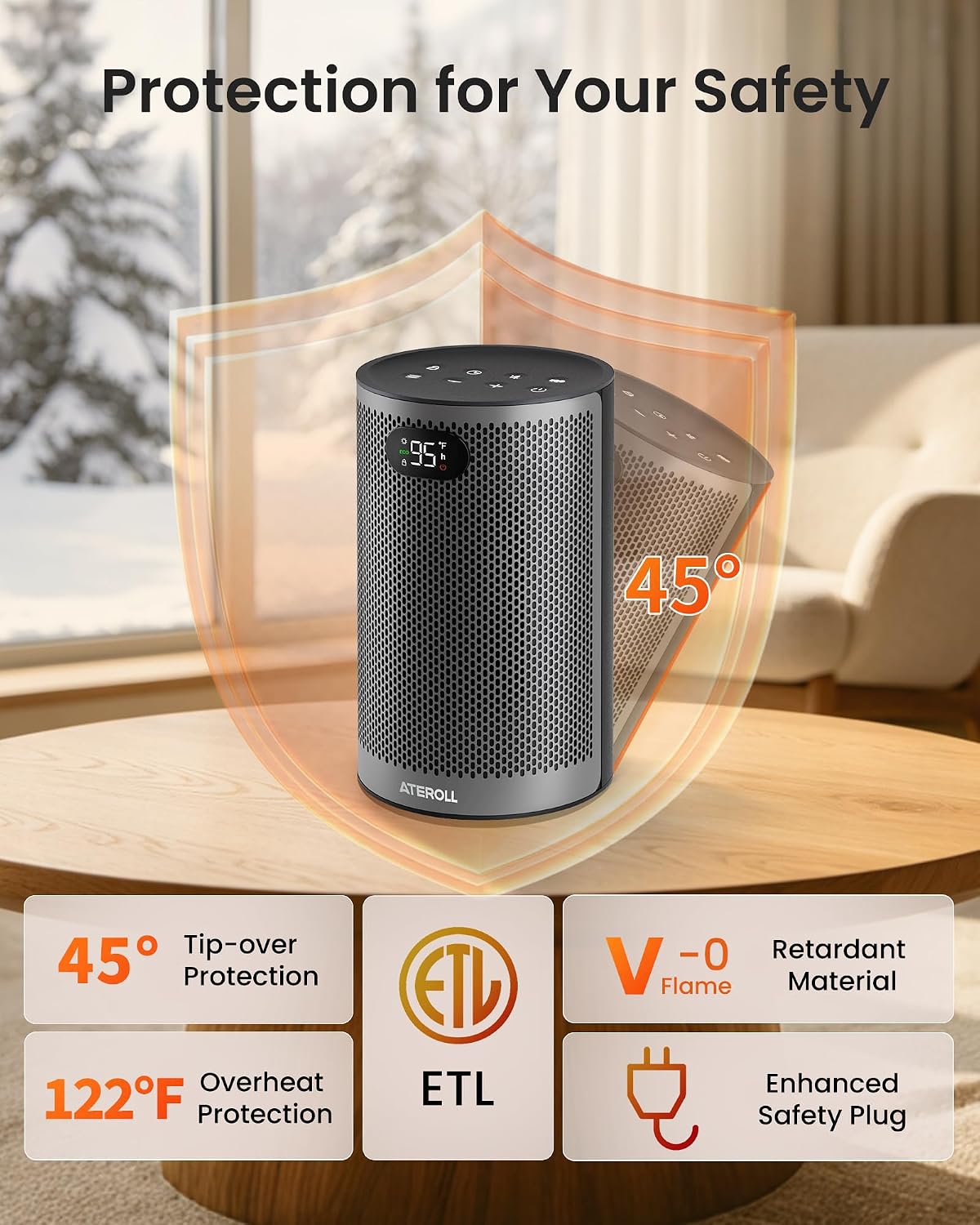 Space Heater, Portable Heaters for Indoor Use with Remote