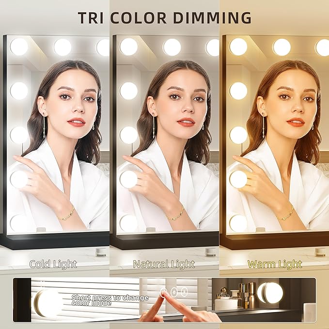 Vanity Mirror with Lights Lighted Makeup Mirror with Dimmable LED Bulbs