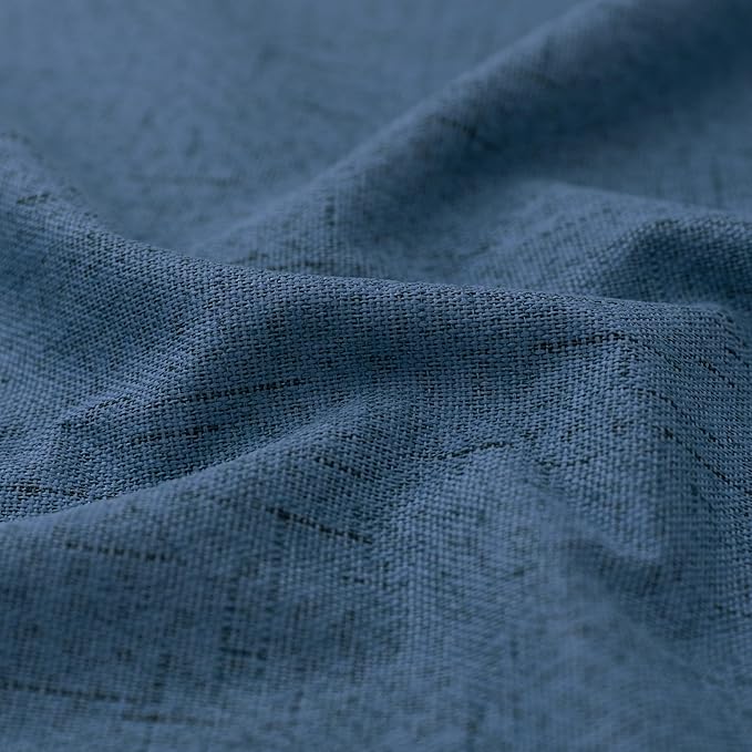 KOUFALL 108 Inch Curtains Blackout 9FT Long Black Out Linen Denim Slate Blue