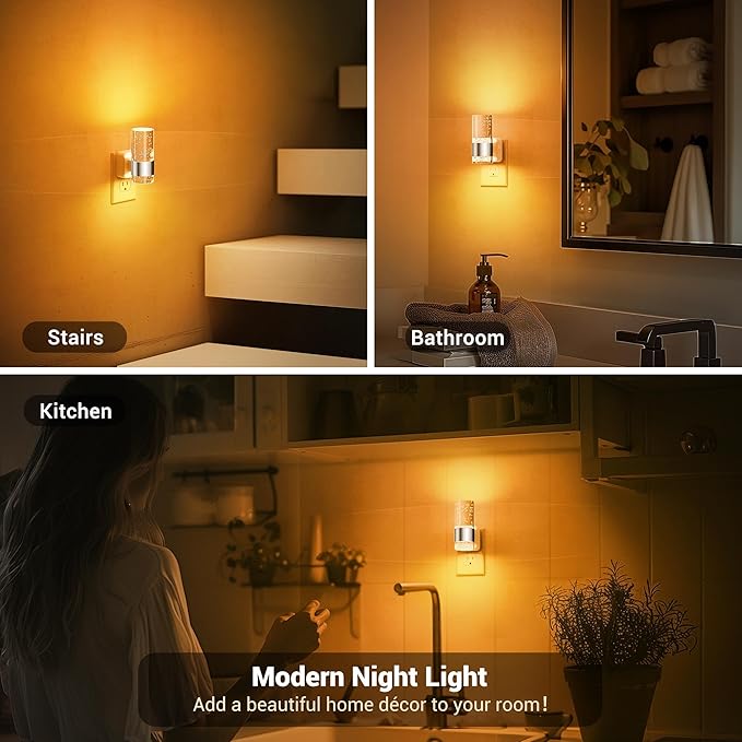 JandCase Night Light, Automatic Night Lights Plug into Wall, 2 Pack Dimmable