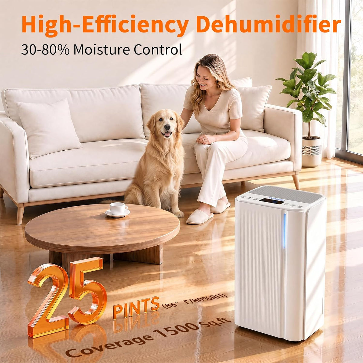 Dehumidifier for Basement, 16.4 ft Drain Hose, Smart App Control