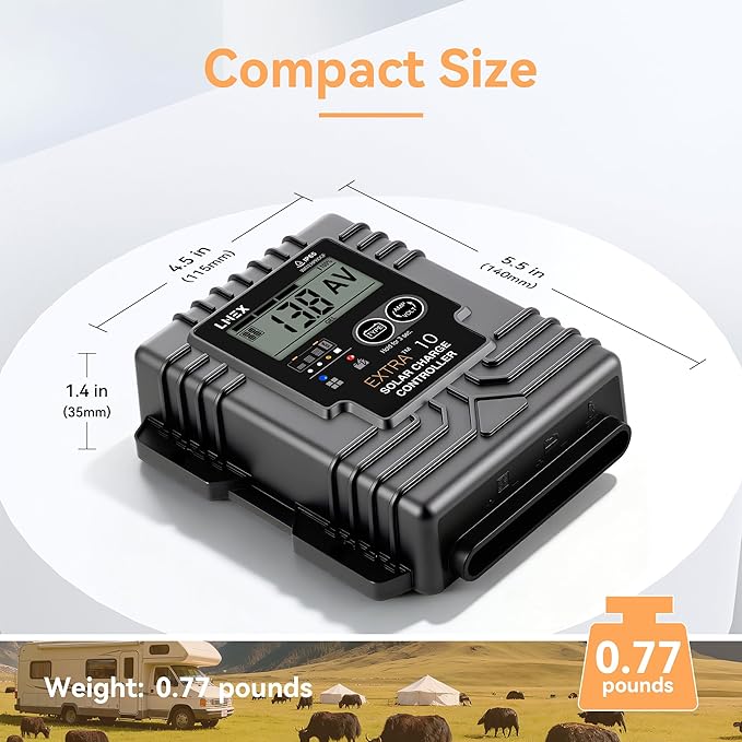 Solar Charge Controller Waterproof, 10A Solar Panel Regulator