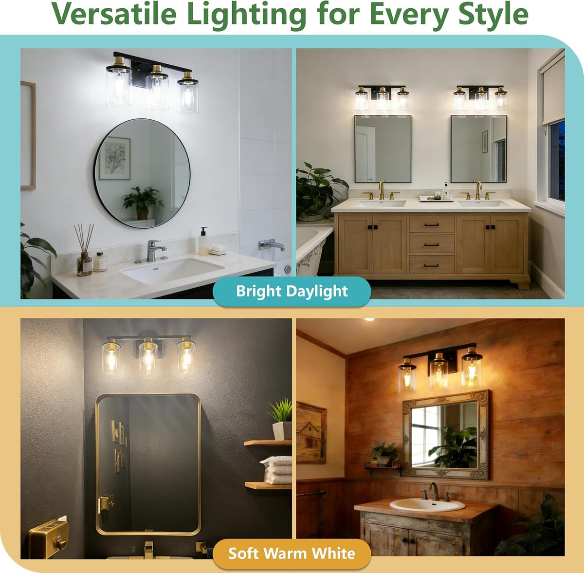 DORESshop Bathroom Light Fixtures Over Mirror, Black and Gold Vanity Lights