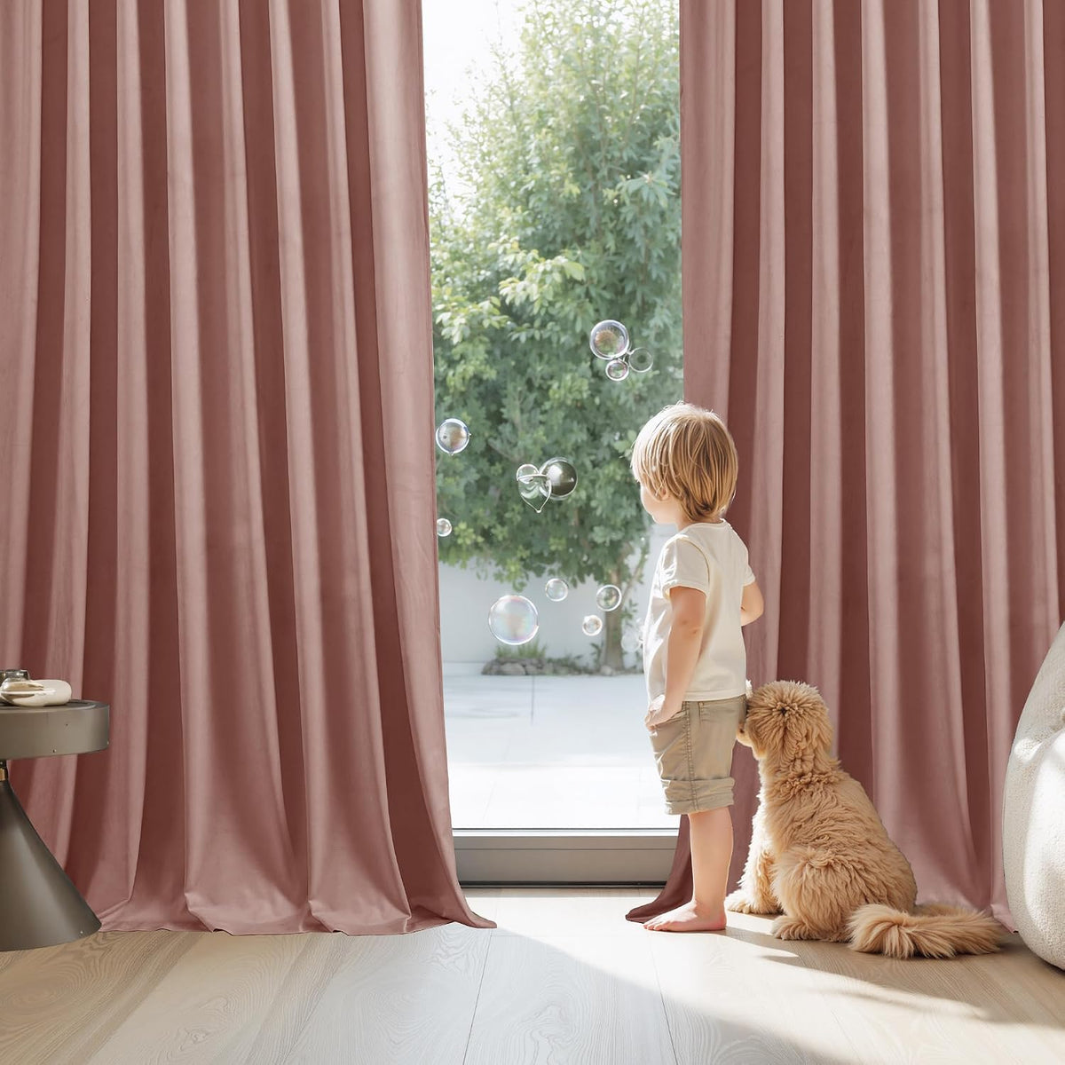 Pink Girls Bedroom Velvet Curtains 90 Inch Length 2 Panels | Romantic Blush P...
