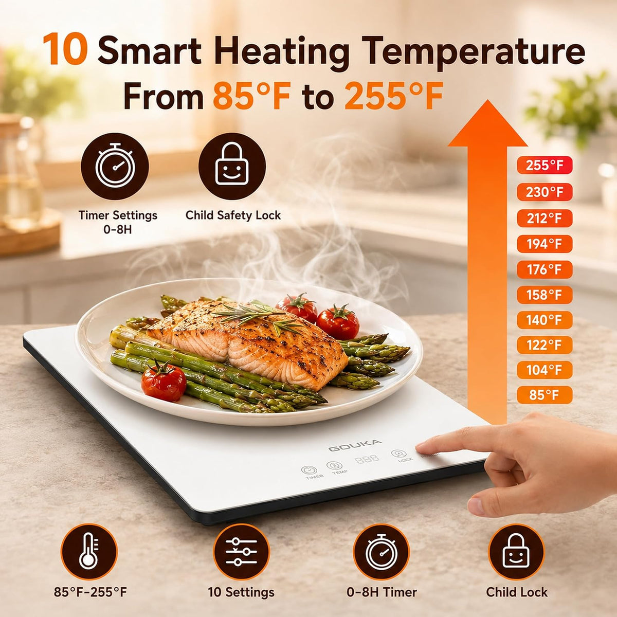 GOUKA Food Warmer Trays for Parties Buffet, Sizzling Ham & Mashed Potatoes
