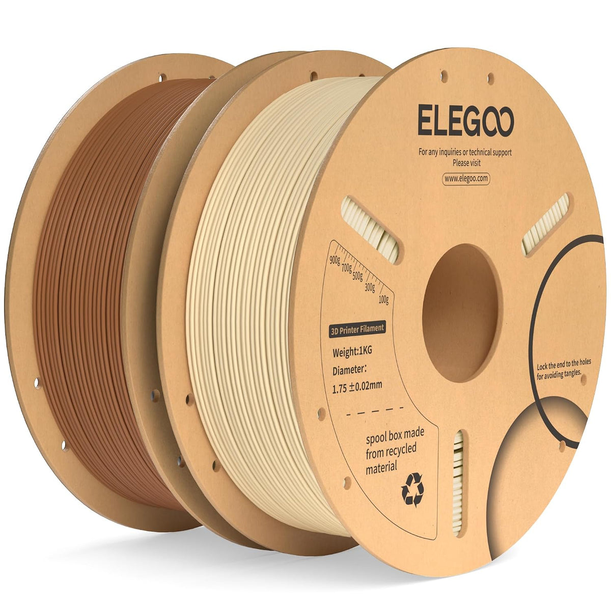 ELEGOO PLA Plus 3D Printer Filament Brown & Beige 2KG, Tougher & Stro...