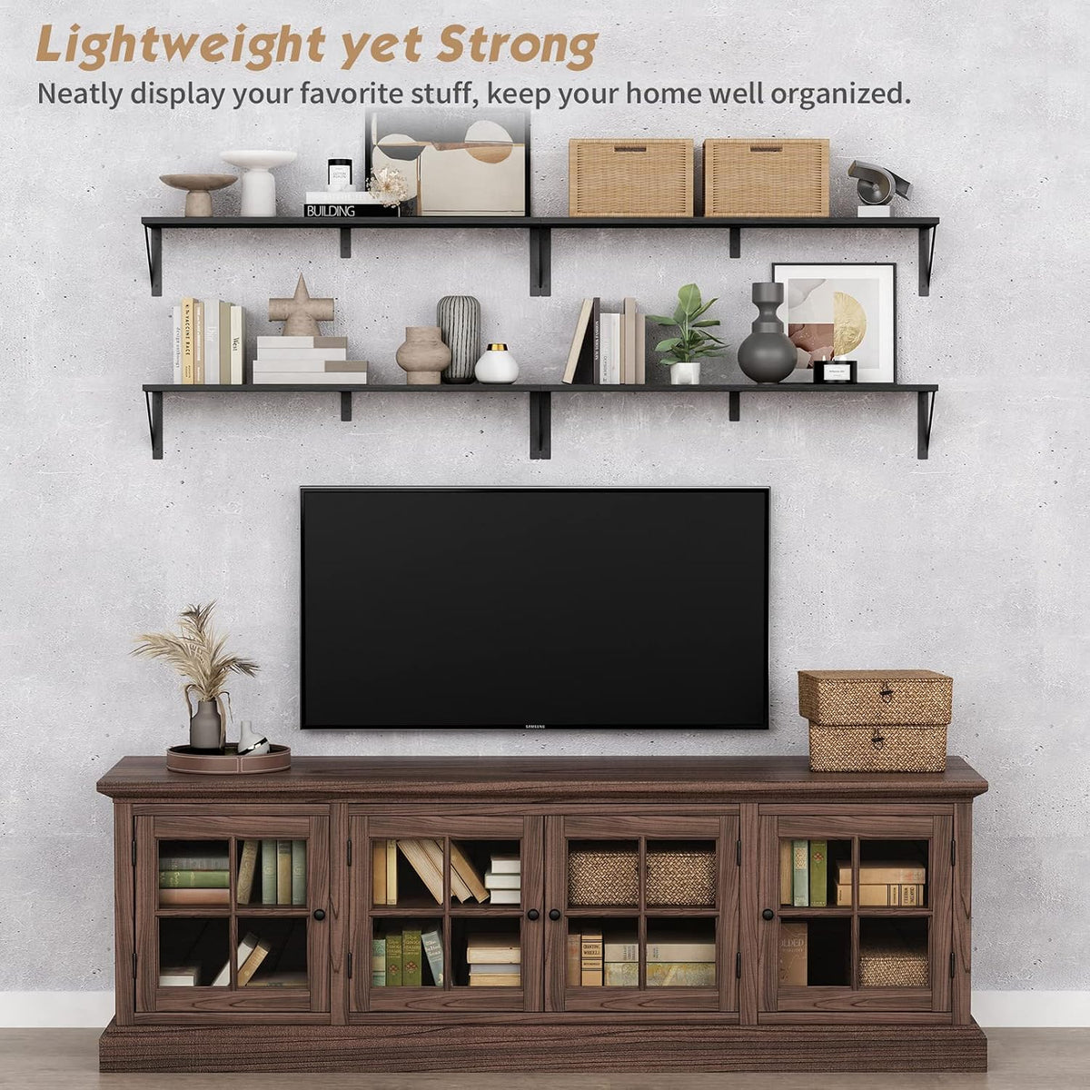 36 Inch Long Floating Shelves 8" Deep, Large Wall Shelf for Bedroom Books