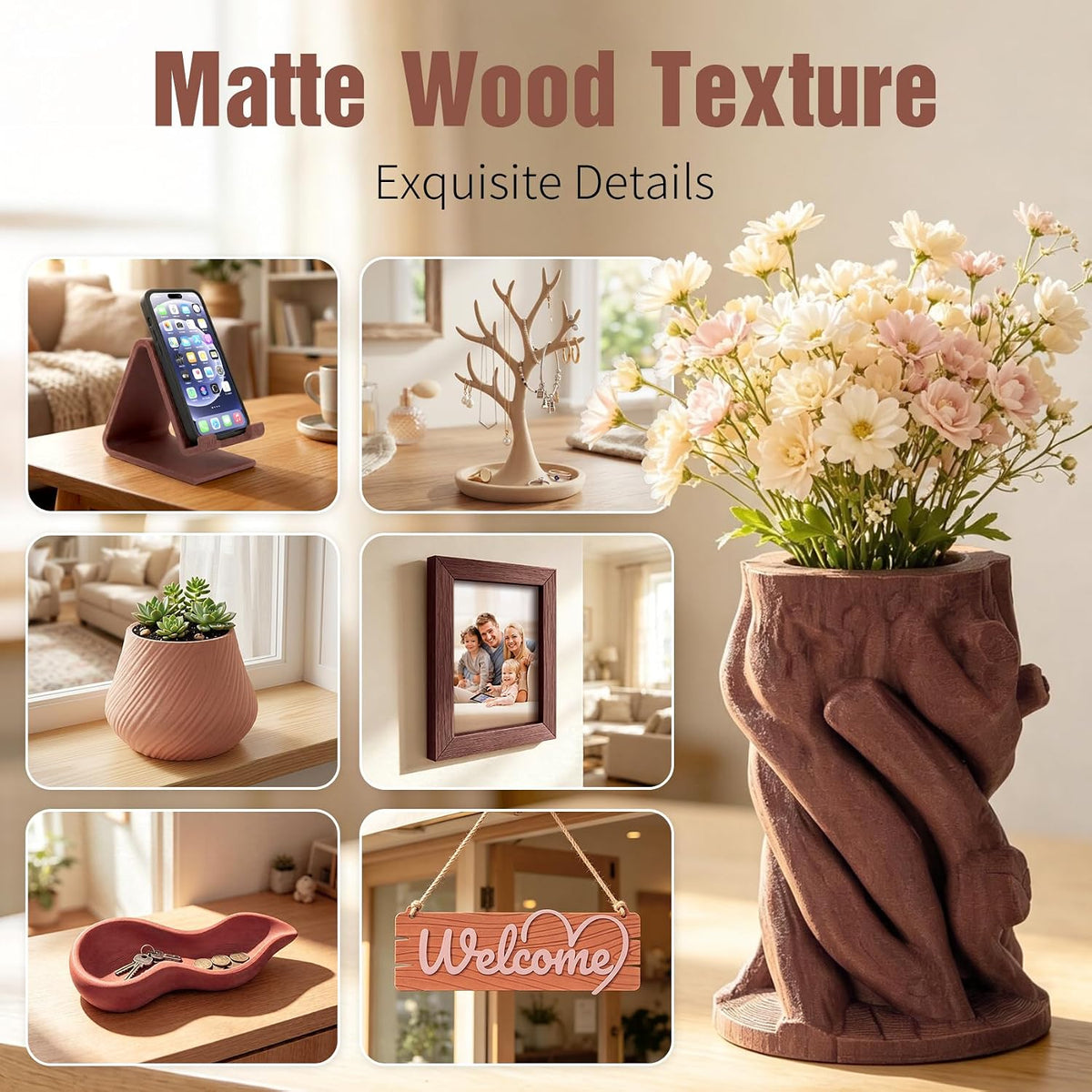 iSANMATE Wood PLA Filament 1.75mm 4 * 1KG Spool Bundle for FDM 3D Printing