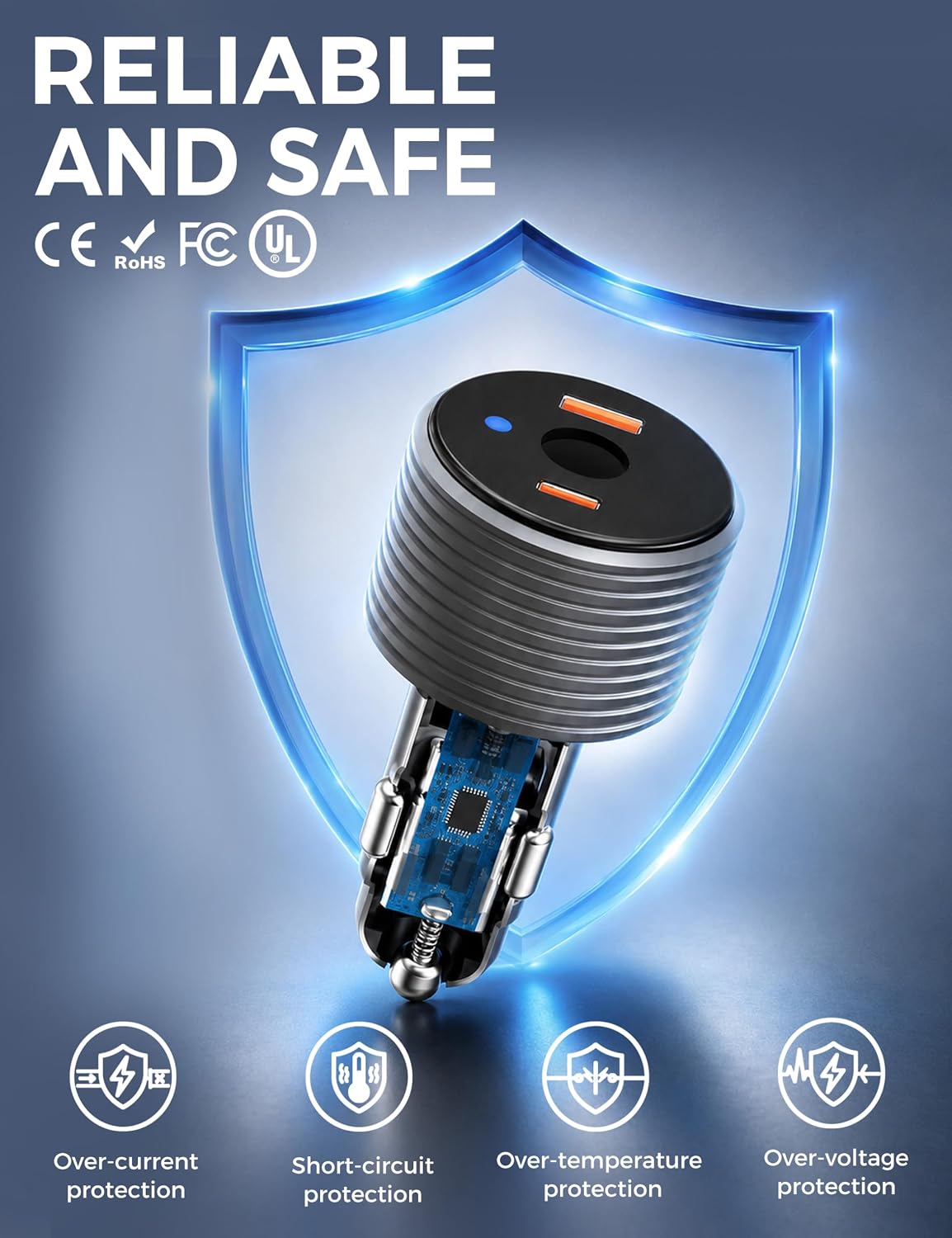 72W Max Stable Voltage Boost Starlink Mini Car Adapter, 3-in-1 Car Charger