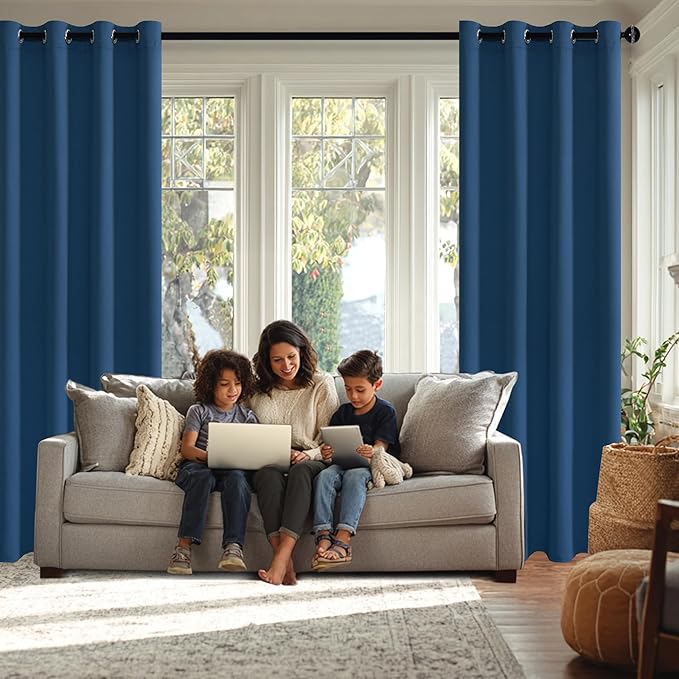 JIUZHEN Classic Blue Blackout Curtains