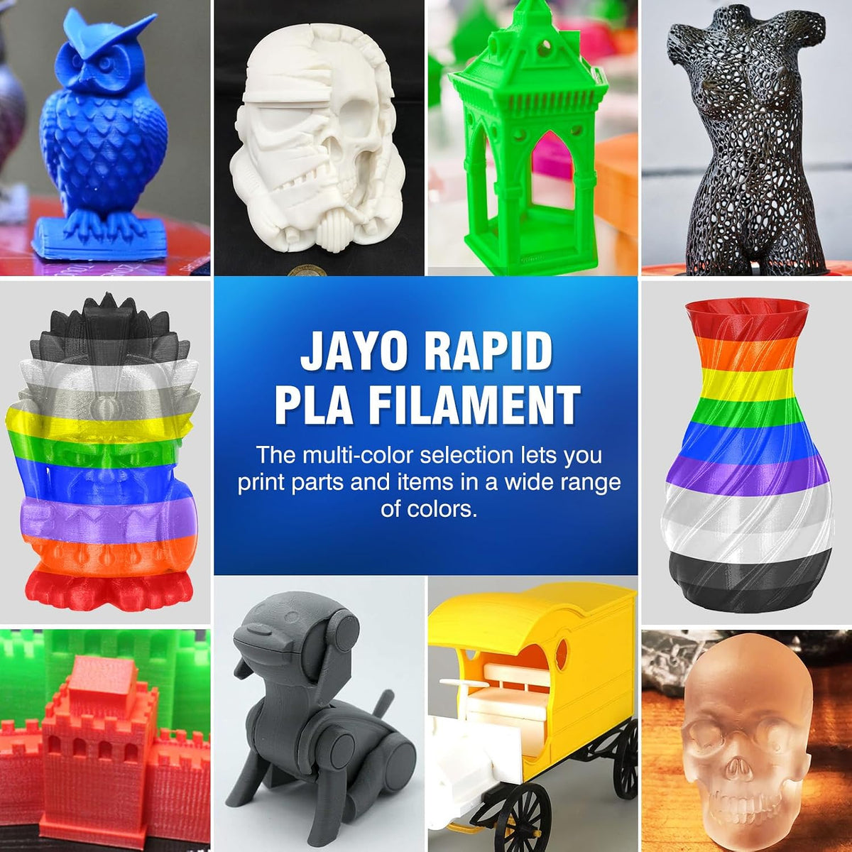 JAYO Rapid PLA 3D Printer Filament Bundle 2KG, 8 Pack 250g