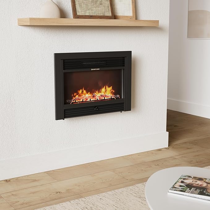 Giantex 28.5" Electric Fireplace Insert, Wall Recessed/Mounted, Freestan...