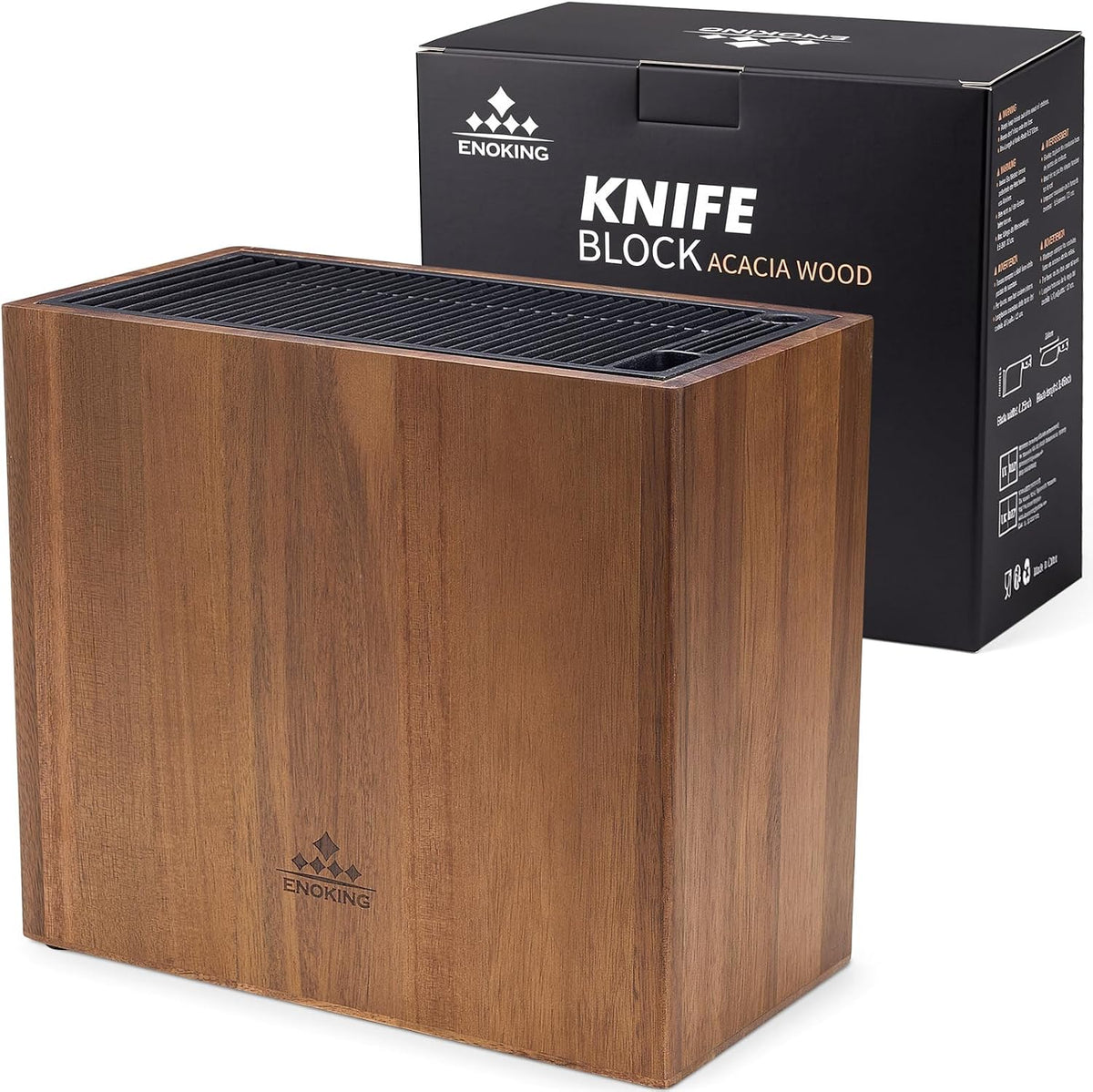 Universal Knife Block Without Knives, Acacia Wood Large Knife Holder
