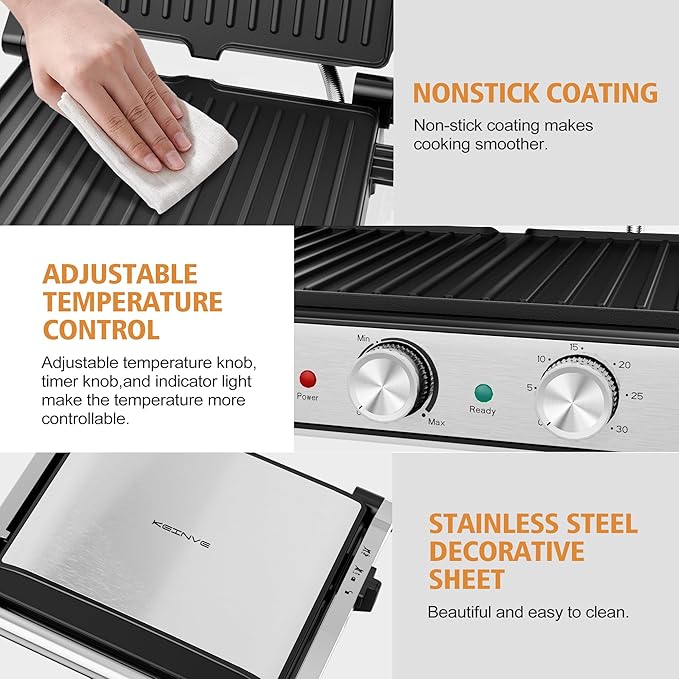 1600W Panini Press, Sandwich Maker