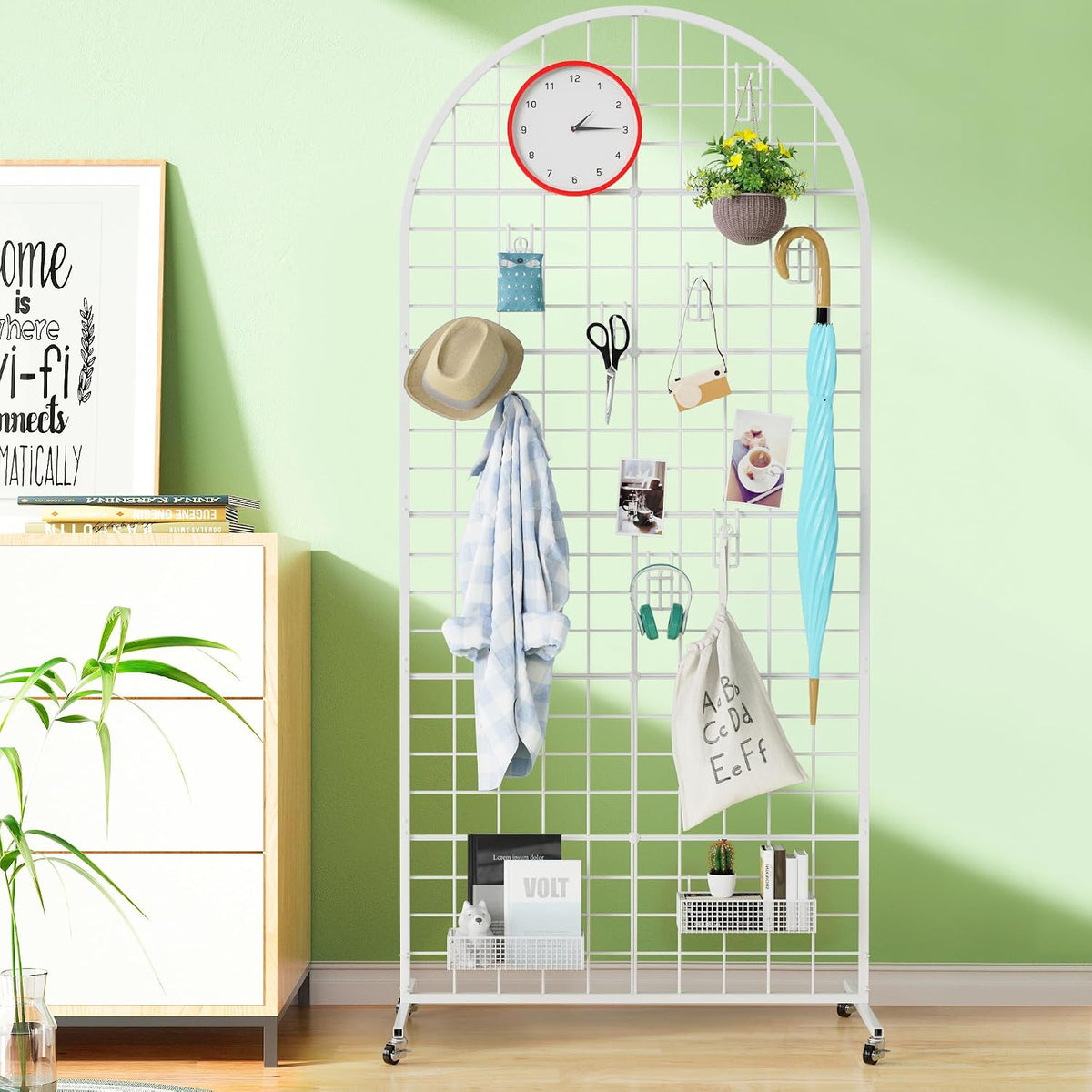 Aseem Metal Grid Wall Panels Display Stand Black Movable 2.6x5.8FT, 1PCS