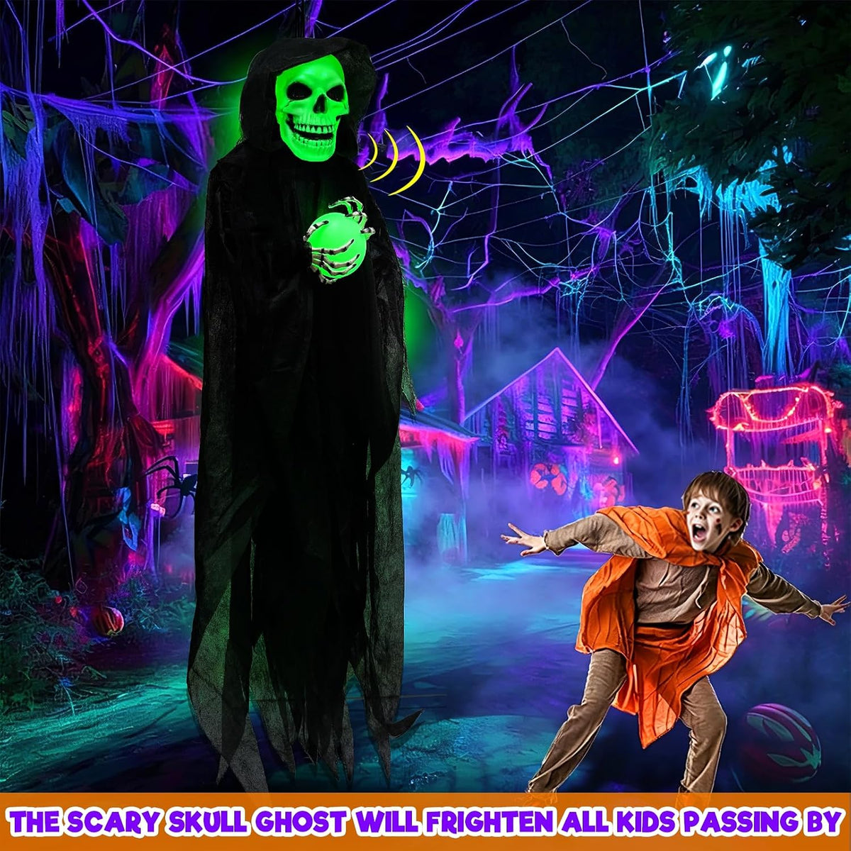 65" Halloween Animatronic Grim Reaper Decorations Outdoor