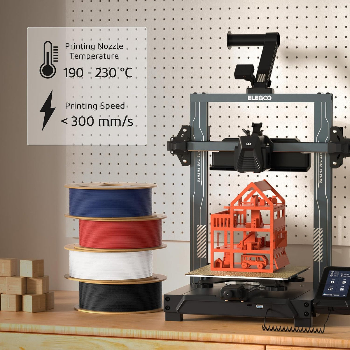 ELEGOO Matte PLA 3D Printer Filament Bundle 4KG 1.75mm 4 Colors