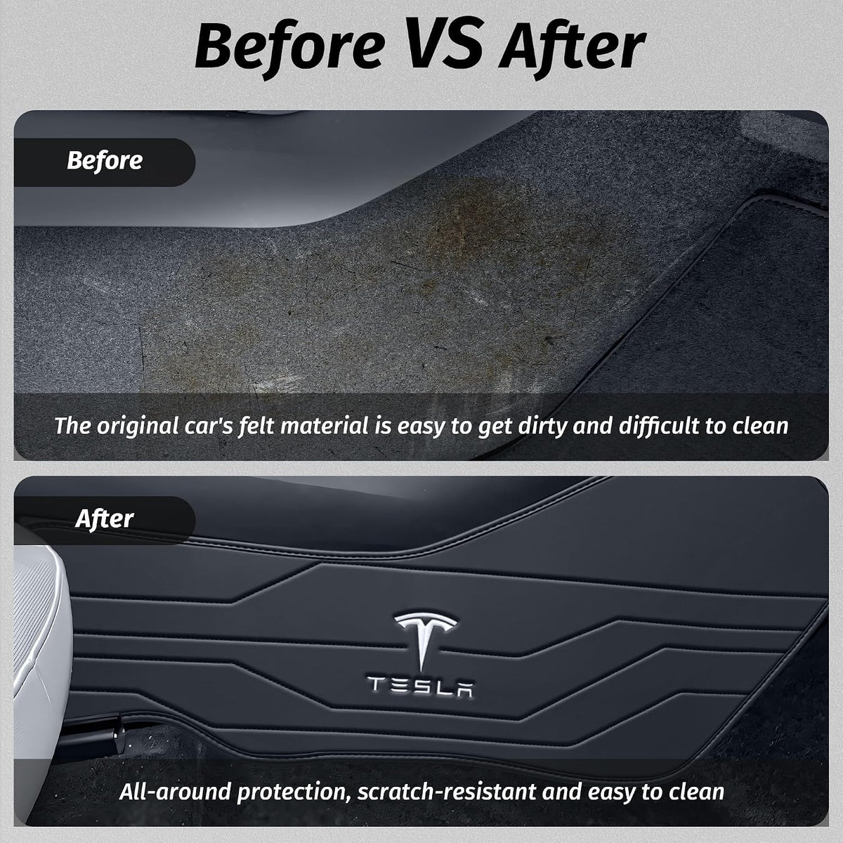 Center Console Leather Side Anti-Kick Mats(2 Pieces) Designed for Tesla Model...
