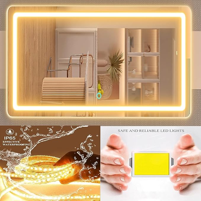 Makeup Vanity Mirror 24" x 19" Large LED Makeup Mirror, Desk Mirorr