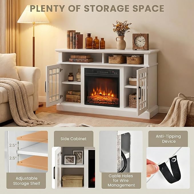 SIMOE Fireplace TV Stand Electric Fireplace 49Inch Console up to 55'' TV