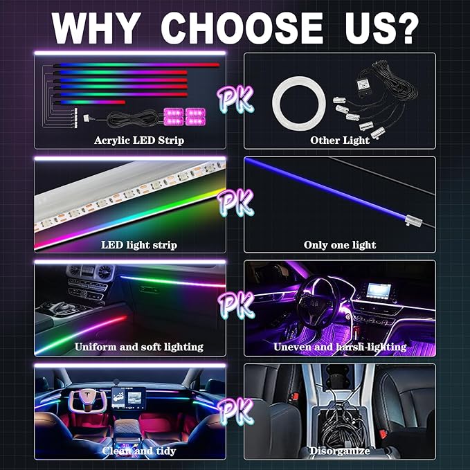 Dreamcolor Acrylic Interior Car Light 10 in 1 Automotive Ambient Light Kits