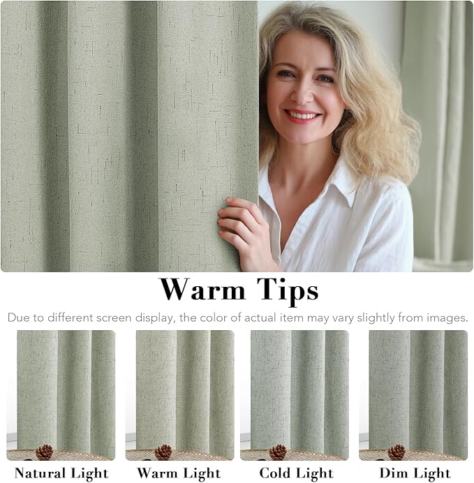 H.VERSAILTEX Linen Blackout Curtains 54 Inches Long 100% Absolutely Blackout