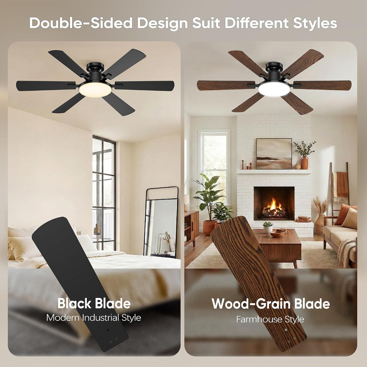 52'' Ceiling Fan with Light Remote/APP Control for Living Room