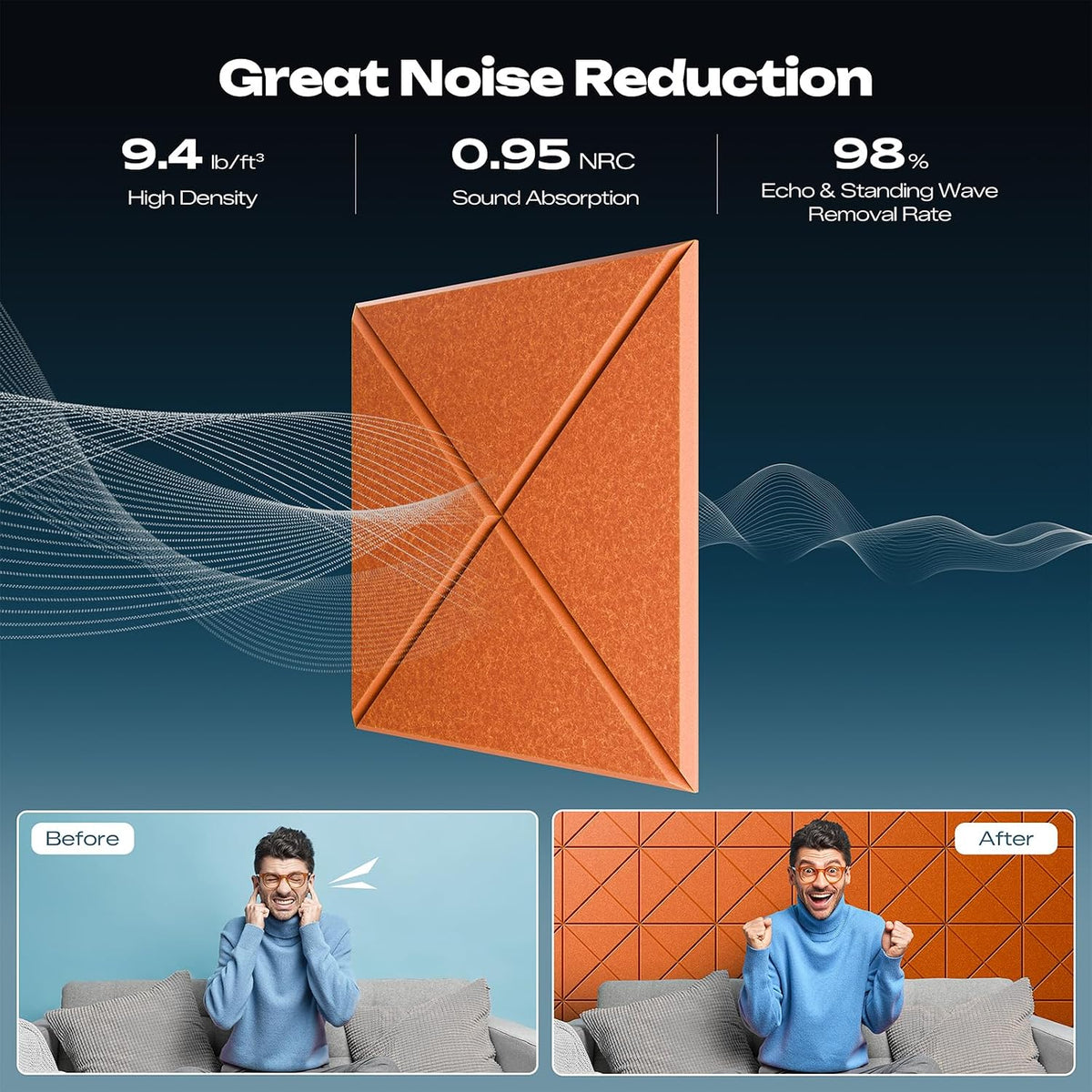 Sonicism 12 Pack X-Lined Acoustic Panels