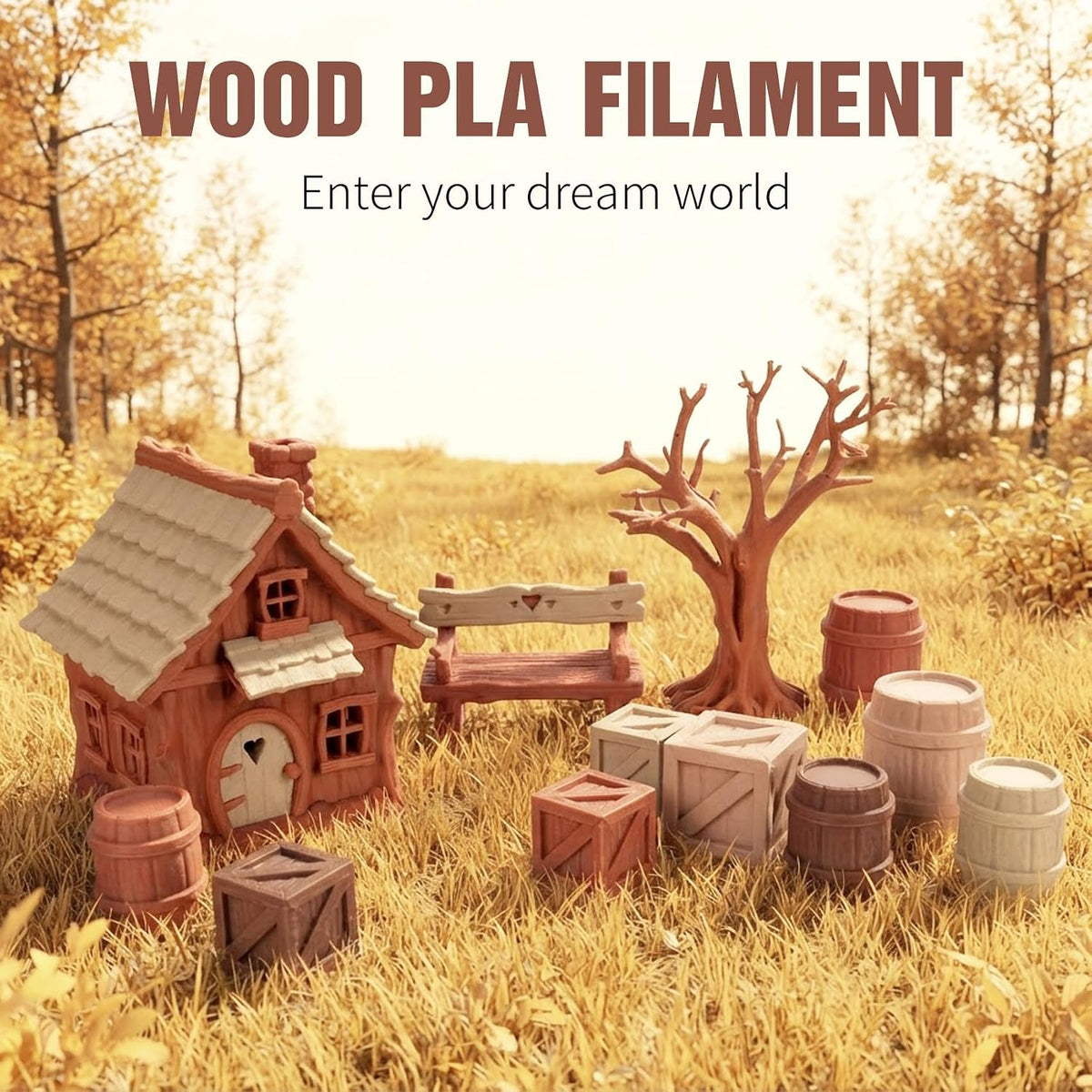 iSANMATE Wood PLA Filament 1.75mm 4 * 1KG Spool Bundle for FDM 3D Printing