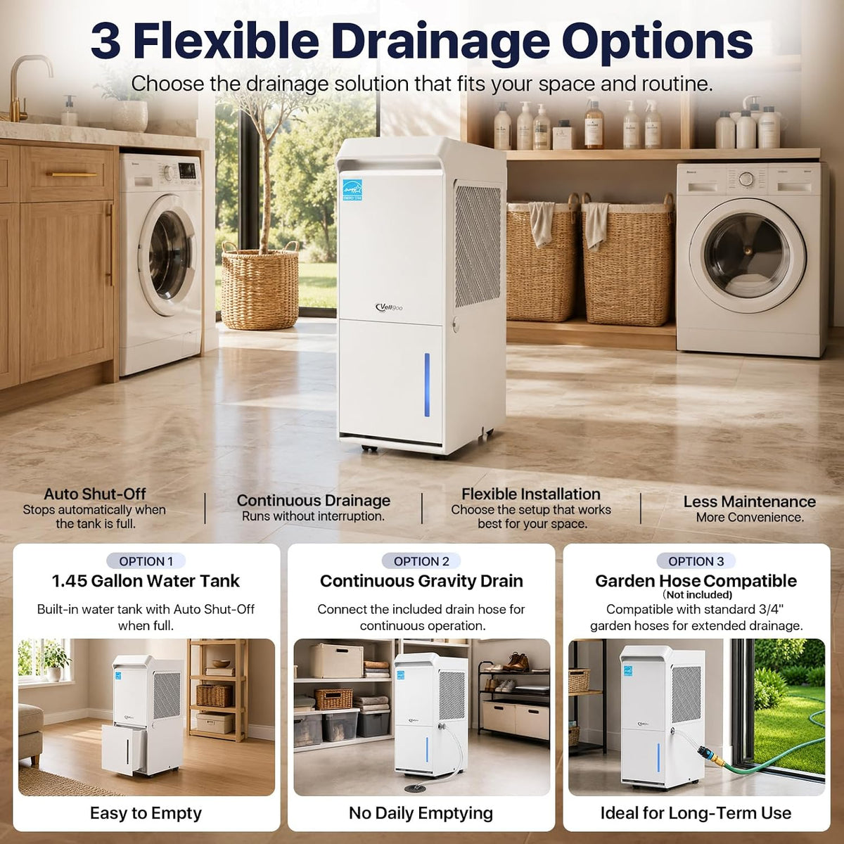 Dehumidifier for Basement, Home and Garage, Max 100 Pint/Day 5000 Sq.Ft