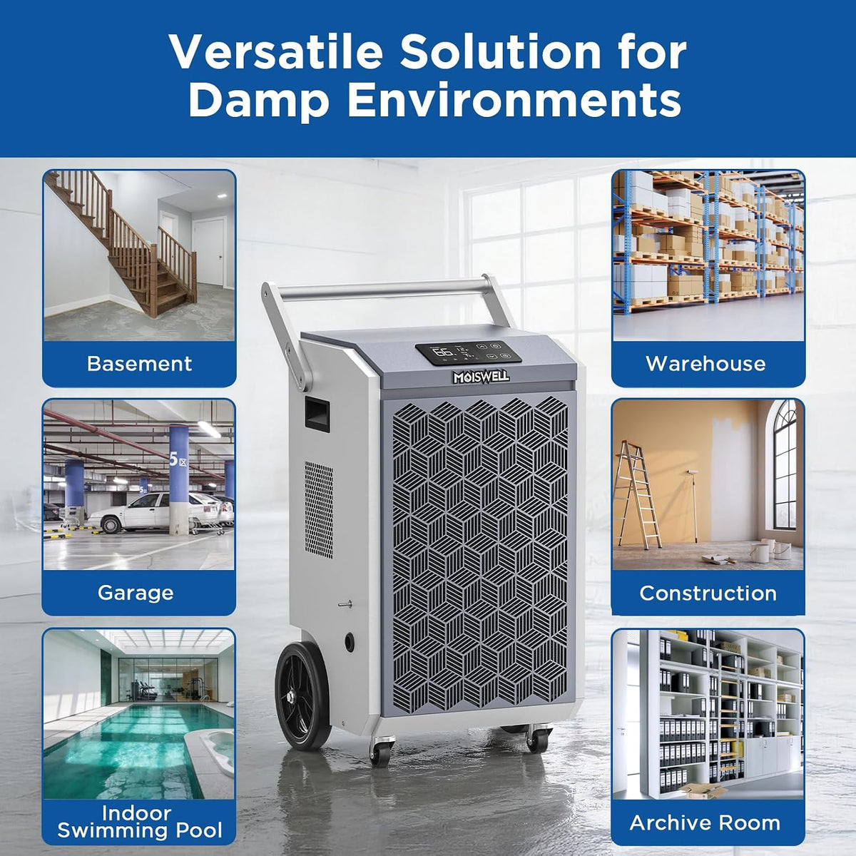 200 Pints Commercial Dehumidifier with Pump for Basements