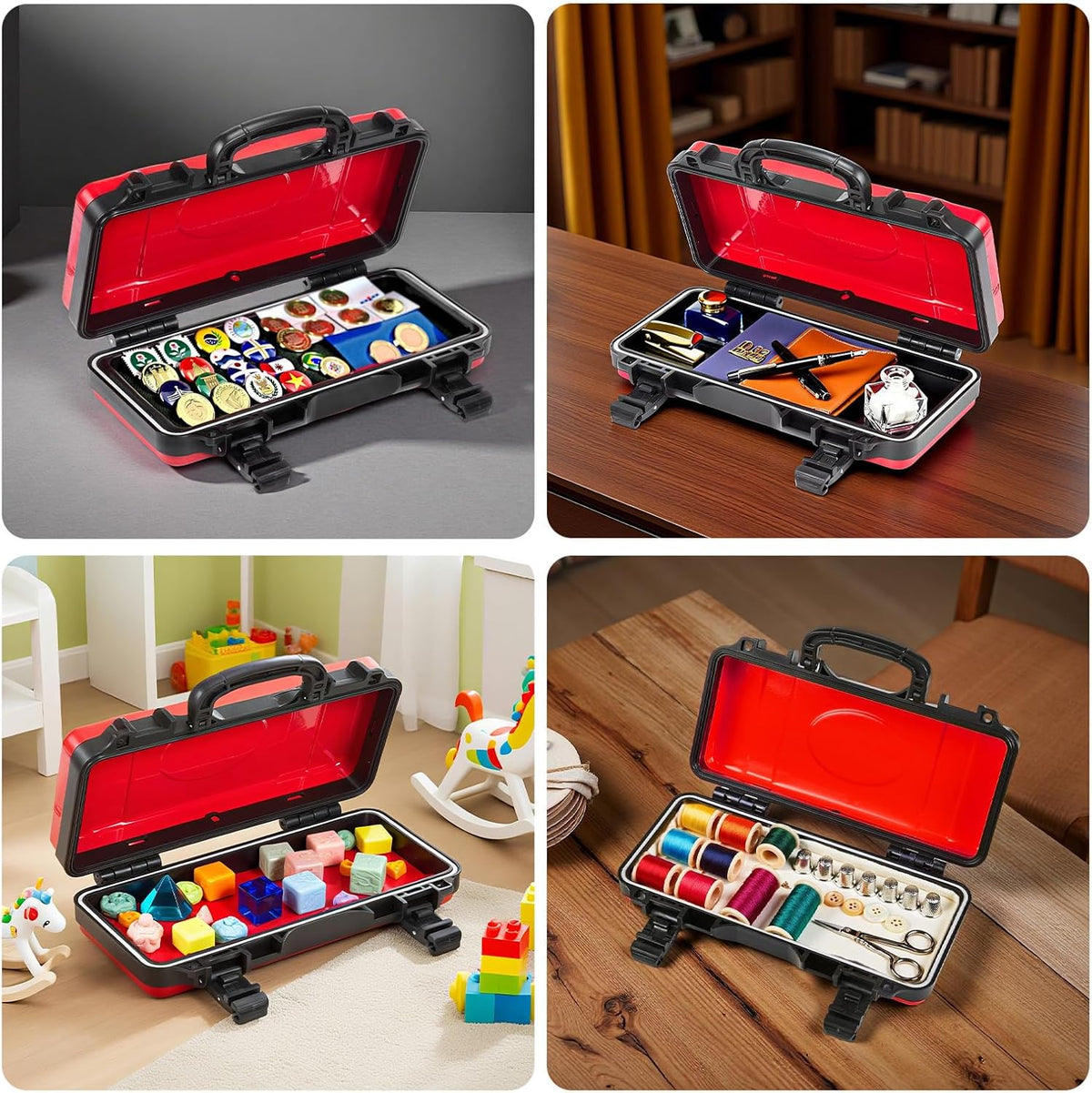 Geinxurn 3 Pieces Metal 11 Inches Steel Tool Organizer Portable Toolbox Red, ...