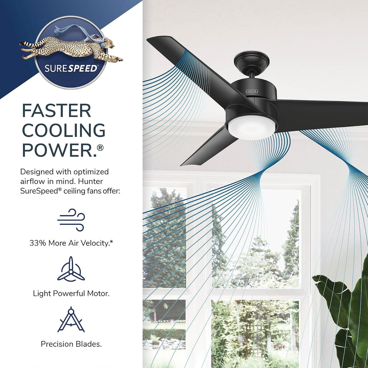 Hunter Havoc, Outdoor or Indoor, Ceiling Fan, Quiet, 54 inch, Fresh White