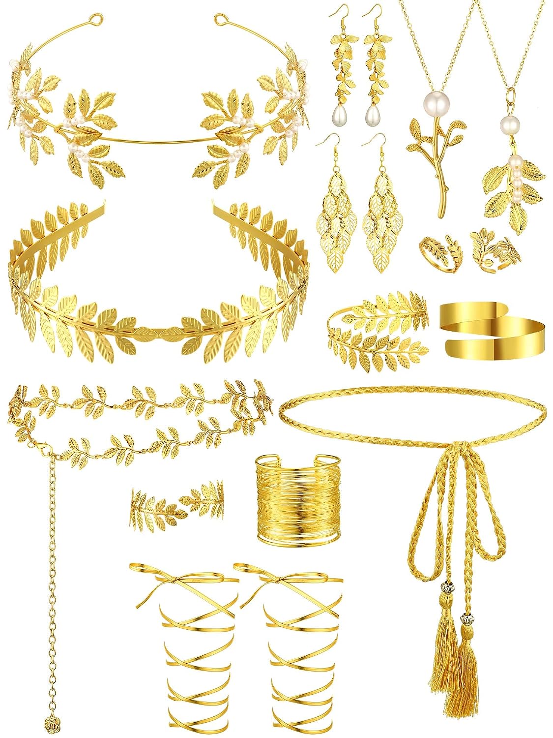 JenPen 15 Pcs Greek Goddess Costume Accessories Set for Women,Stylish
