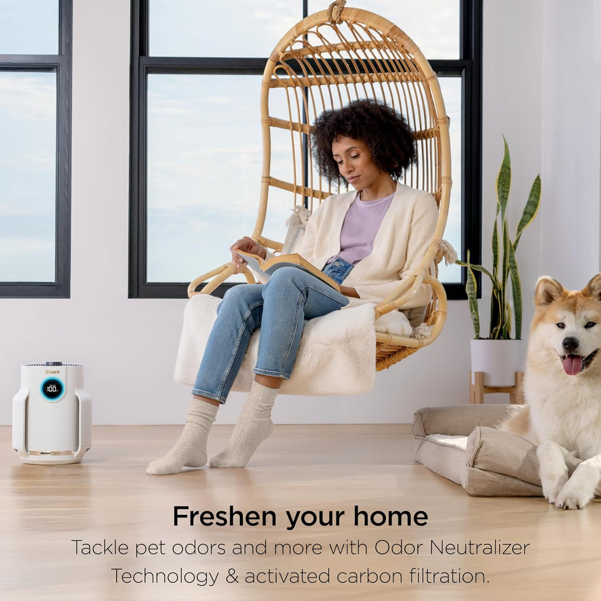 Shark NeverChange Compact Pro Air Purifier, HP072PL, Lilac