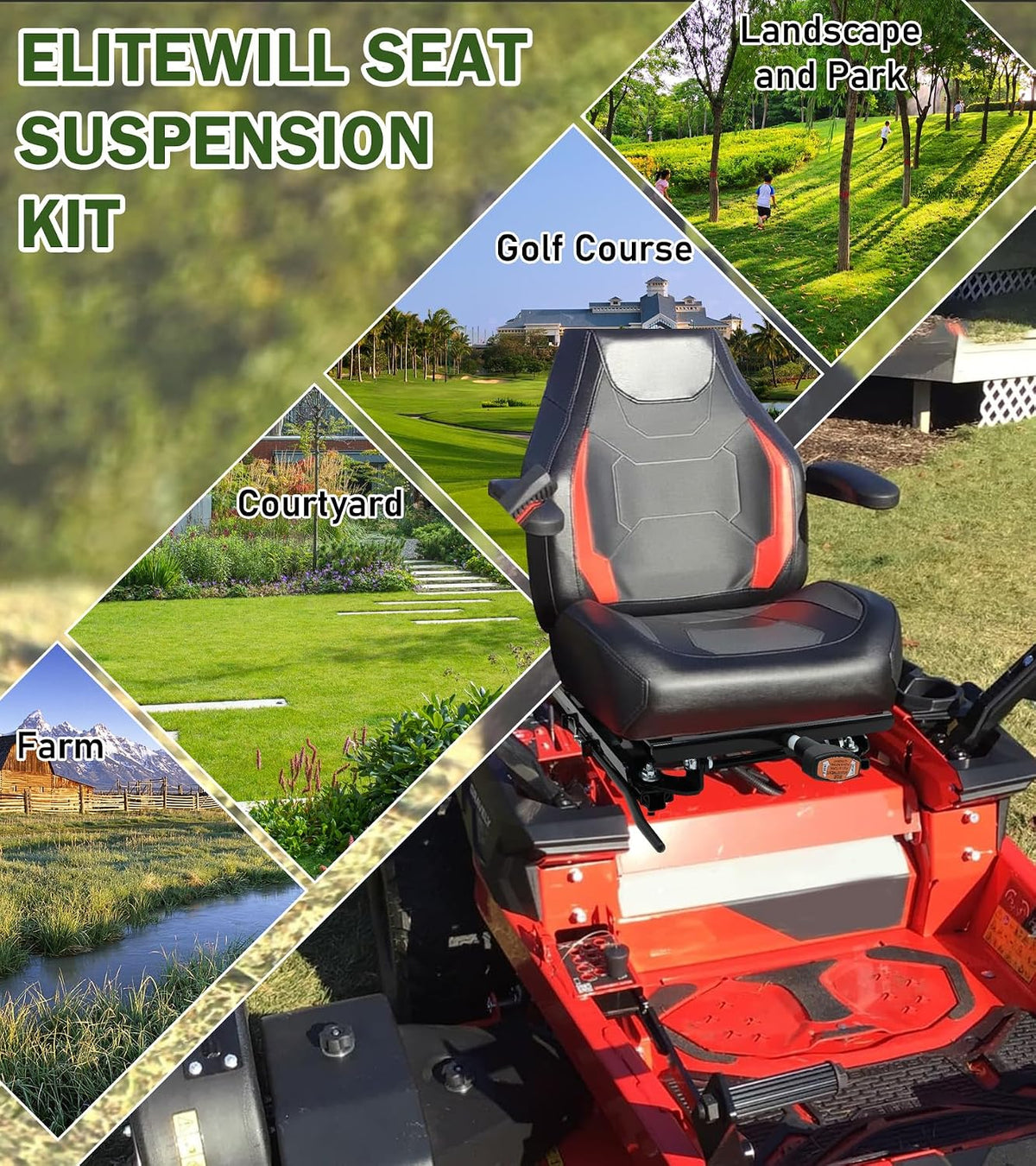 ELITEWILL Seat Suspension Kit for Zero Turn Lawn Mower